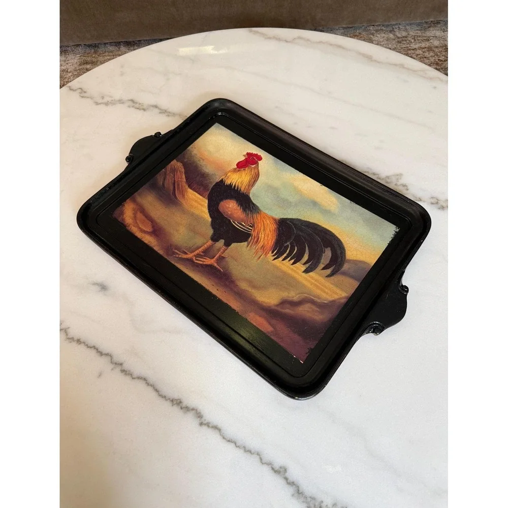 Vintage Italian Rooster Tray, Vietri‎ Wall Hanging